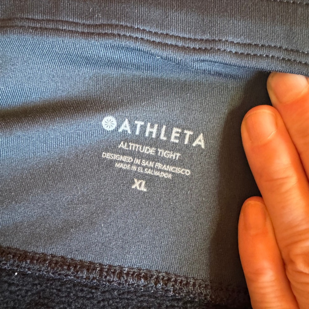 Athleta Altitude Tight Black Fleece Lined High Rise Leggings Womens XL 486203 - Picture 8 of 11